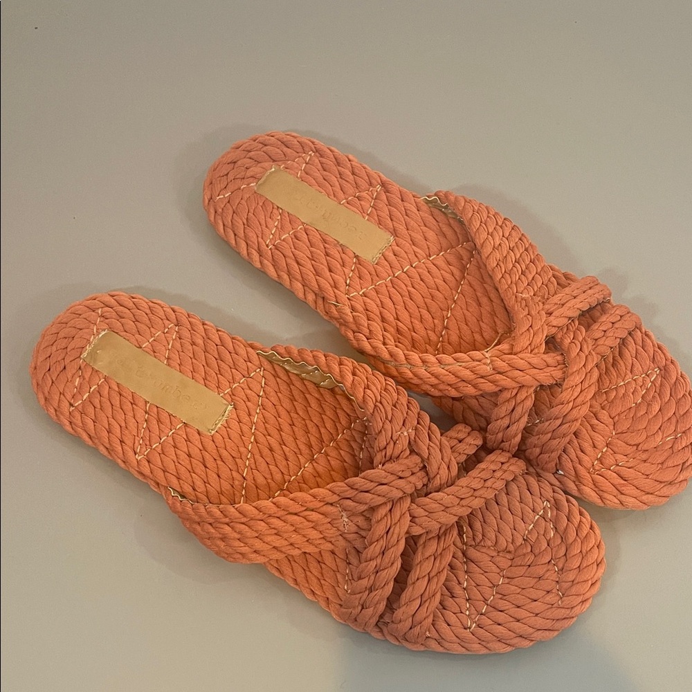 ANTHROPOLOGIE SALT + UMBER VEGAN ROPE SANDALS
